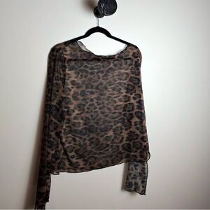 Cider Leopard Print Sheer Blouse